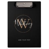 Eenvoudige Elegante Zwarte Gouden Witte Script Mon Klembord (Voorkant)