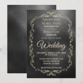 ** Eenvoudige elegante zwarte iriserende gouden br Kaart (Voorkant / Achterkant)