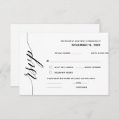 Eenvoudige elegante zwarte kalligrafie, bruiloft R Informatiekaartje (Voorkant / Achterkant)