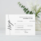 Eenvoudige elegante zwarte kalligrafie, bruiloft R Informatiekaartje (Staand voorkant)