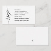 Eenvoudige elegante zwarte kalligrafie, diner RSVP Informatiekaartje (Voorkant / Achterkant)