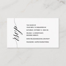 Eenvoudige elegante zwarte kalligrafie, diner RSVP