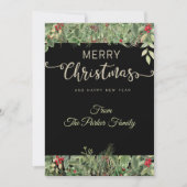 Eenvoudige Elegante Zwarte Kerstkaart (Voorkant)