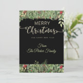 Eenvoudige Elegante Zwarte Kerstkaart (Staand voorkant)