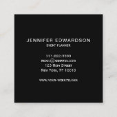 Eenvoudige elegante zwarte minimalistische profess vierkante visitekaartje (Achterkant)