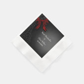 Eenvoudige elegante zwarte minimalistische rode bo servet (Hoek)