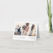 Eenvoudige Elegante Zwarte Tekst Fotocollage Weddi Bedankkaart (Voorkant)
