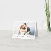 Eenvoudige Elegante Zwarte Typografie Fotobruiloft Bedankkaart (Voorkant)