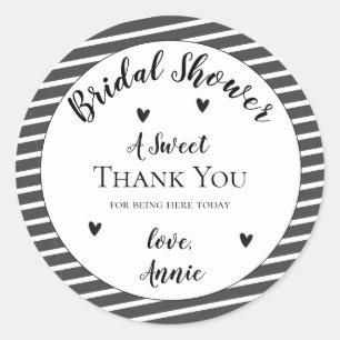 Eenvoudige Elegante Zwarte Witte Bruiloftsdank Je Ronde Sticker