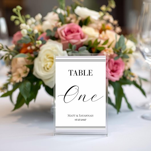 Eenvoudige Elegante Zwarte & Witte Formele Trouwda Kaart