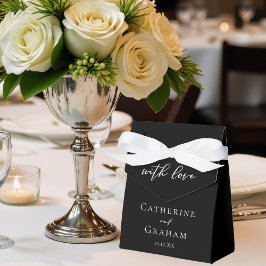 Eenvoudige Elegante Zwarte Witte Minimalistische B Bedankdoosjes