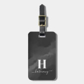 Eenvoudige Elegante Zwarte Witte Monogram Bagagelabel (Voorkant verticaal)
