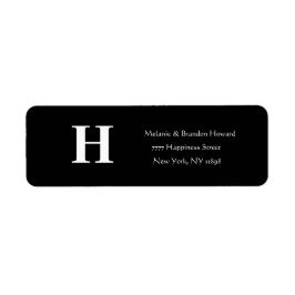 Eenvoudige Elegante Zwarte Witte Monogram Initiaal Etiket
