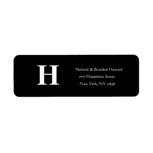 Eenvoudige Elegante Zwarte Witte Monogram Initiaal Etiket (Voorkant)