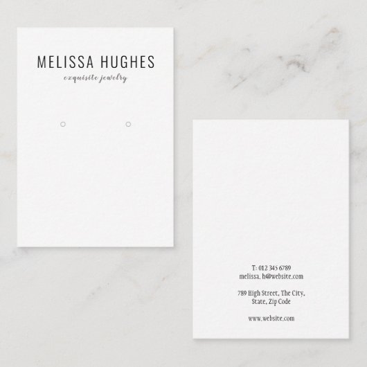 Eenvoudige Elegante Zwarte Witte Oorbel Displaykaa Visitekaartje (Voorkant / Achterkant)