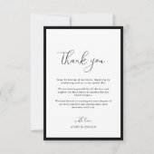 Eenvoudige Elegante Zwarte & Witte Rand Script Tro Bedankkaart (Voorkant)