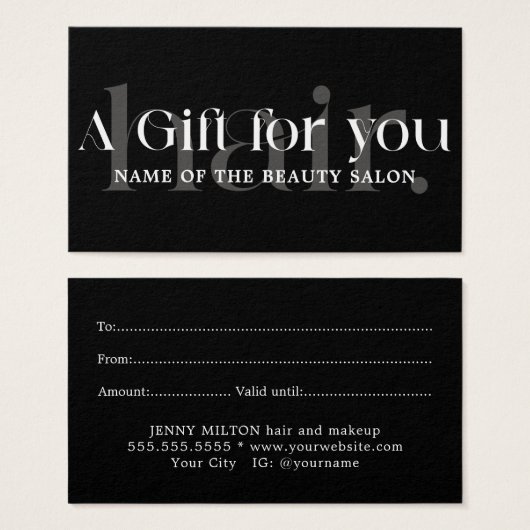 Eenvoudige Elegante Zwarte Witte Schoonheid Visitekaartje (Voorkant /achterkant)