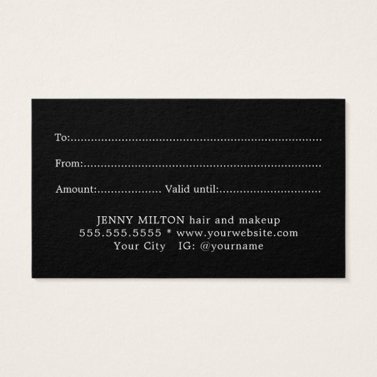 Eenvoudige Elegante Zwarte Witte Schoonheid Visitekaartje (Achterkant)