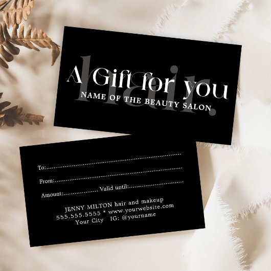 Eenvoudige Elegante Zwarte Witte Schoonheid Visitekaartje