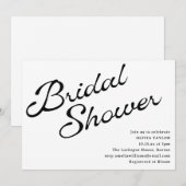 Eenvoudige Elegante Zwarte Witte Script Bruidsborr Kaart (Voorkant / Achterkant)