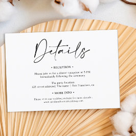 Eenvoudige elegante zwarte witte script details br kaart