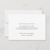 Eenvoudige Elegante Zwarte Witte Script Hart Dank  Bedankkaart (Achterkant)