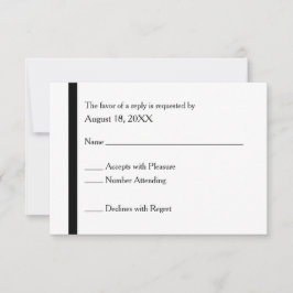 Eenvoudige Elegante Zwarte & Witte Trouw RSVP Kaar Kaartje