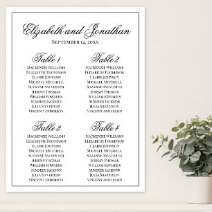 Eenvoudige elegantie 4-tabel weduwenkaart poster
