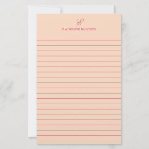 Eenvoudige Elegantie Abrikoos Fuchsia Monogram Gel Briefpapier
