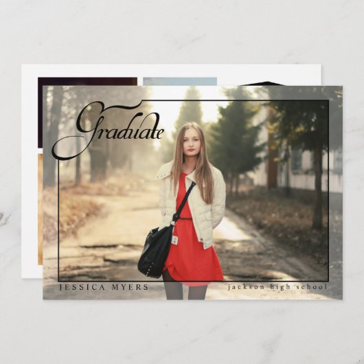 Eenvoudige elegantie, Afstuderen fotoaankondiginge Kaart (Voorkant / Achterkant)