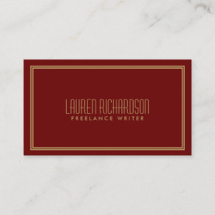Eenvoudige elegantie Art Deco stijl rood / goud Visitekaartje
