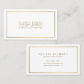 Eenvoudige elegantie Art Deco stijl wit / faux gou Visitekaartje (Voorkant / Achterkant)