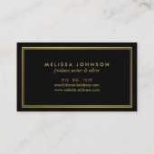 Eenvoudige Elegantie Art Deco Stijl Zwart/Faux Gou Visitekaartje (Achterkant)