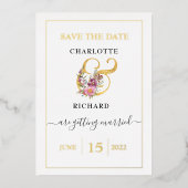 Eenvoudige elegantie, BESPAAR de DATUM, decoratiev Folie Uitnodiging (Voorkant)