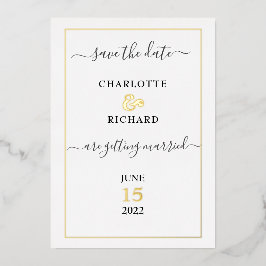 Eenvoudige elegantie, BESPAAR DE DATUM. Folie Uitnodiging