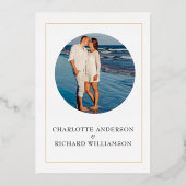 Eenvoudige elegantie, BESPAAR DE DATUM. Folie Uitnodiging (Achterkant)