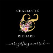 Eenvoudige elegantie, BESPAAR de DATUM, zwart en g Folie Uitnodiging