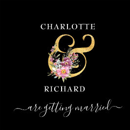 Eenvoudige elegantie, BESPAAR de DATUM, zwart en g Folie Uitnodiging