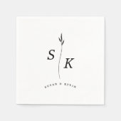 Eenvoudige Elegantie Blad Monogram Chic Bruiloft Servet (Voorkant)