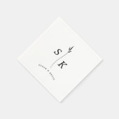 Eenvoudige Elegantie Blad Monogram Chic Bruiloft Servet (Hoek)