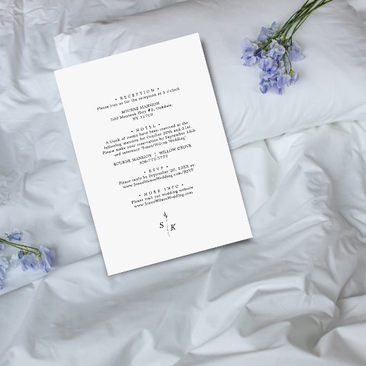 Eenvoudige Elegantie Blad Monogram Chique Bruiloft Kaart