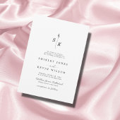 Eenvoudige Elegantie Blad Monogram Chique Bruiloft Kaart