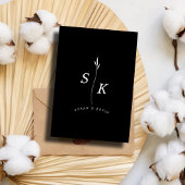 Eenvoudige Elegantie Blad Monogram Chique Bruiloft RSVP Kaartje