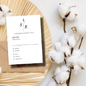 Eenvoudige Elegantie Blad Monogram Chique Bruiloft RSVP Kaartje
