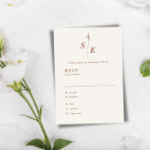 Eenvoudige Elegantie Blad Monogram Chique Bruiloft RSVP Kaartje