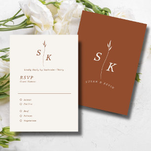 Eenvoudige Elegantie Blad Monogram Chique Bruiloft RSVP Kaartje