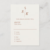 Eenvoudige Elegantie Blad Monogram Chique Bruiloft RSVP Kaartje (Voorkant)