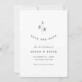 Eenvoudige Elegantie Blad Monogram Chique Bruiloft Save The Date (Voorkant)