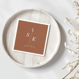 Eenvoudige Elegantie Blad Monogram Chique Bruiloft Servet