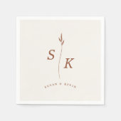 Eenvoudige Elegantie Blad Monogram Chique Bruiloft Servet (Voorkant)